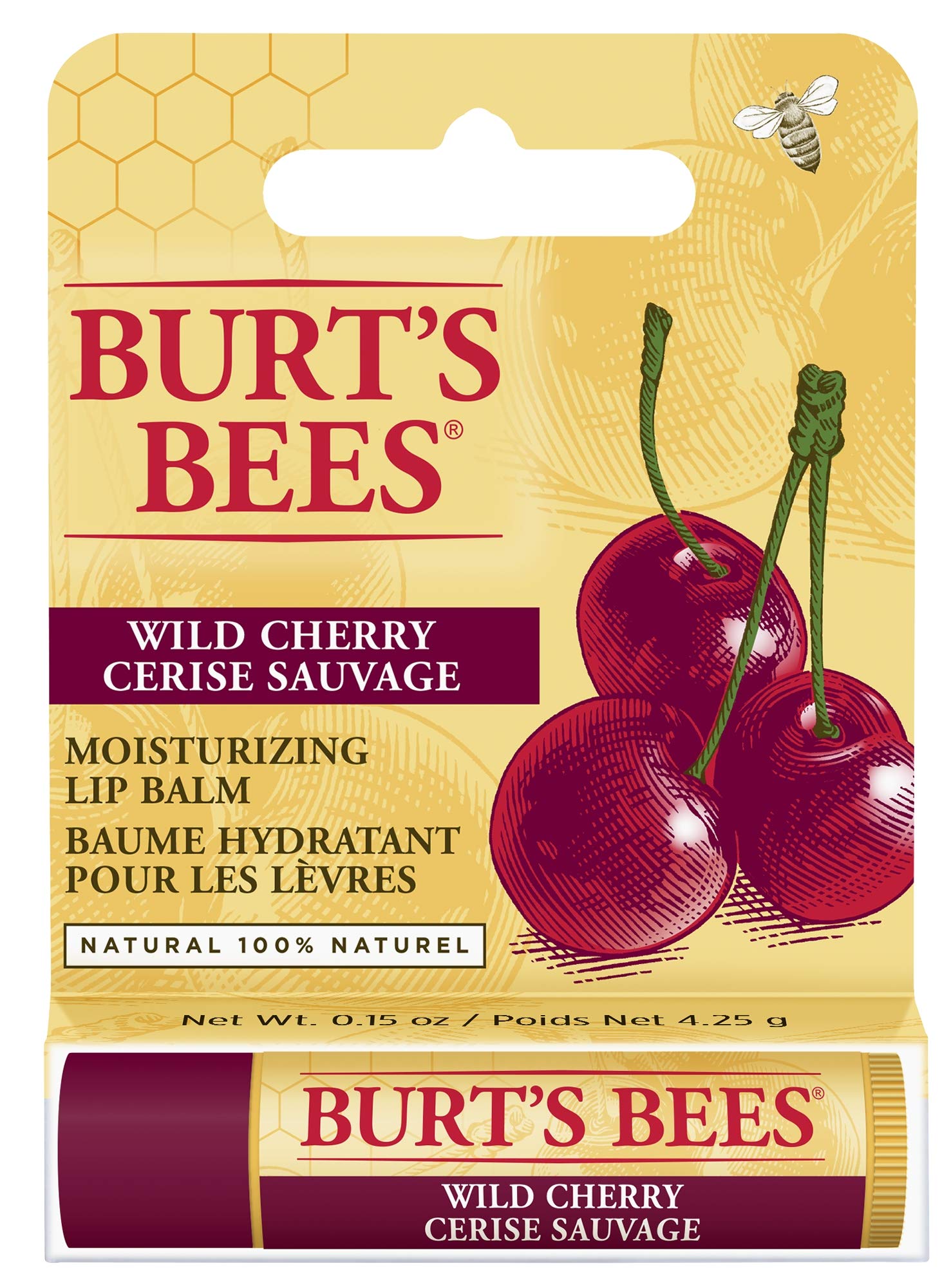 Burt's Bees Moisturizing Lip Balm, Wild Cherry, 0.15 Ounce